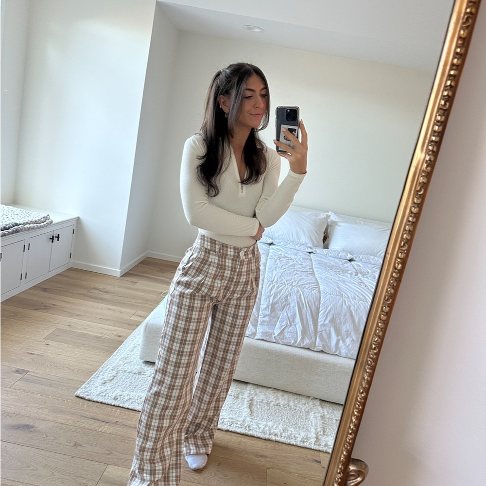 Chic Plaid Wide-Leg Trousers